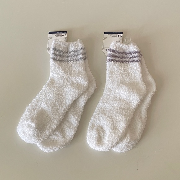 Snagadoo Cozy Socks Ankle Stripe White Light Gray Purple - Picture 1 of 16